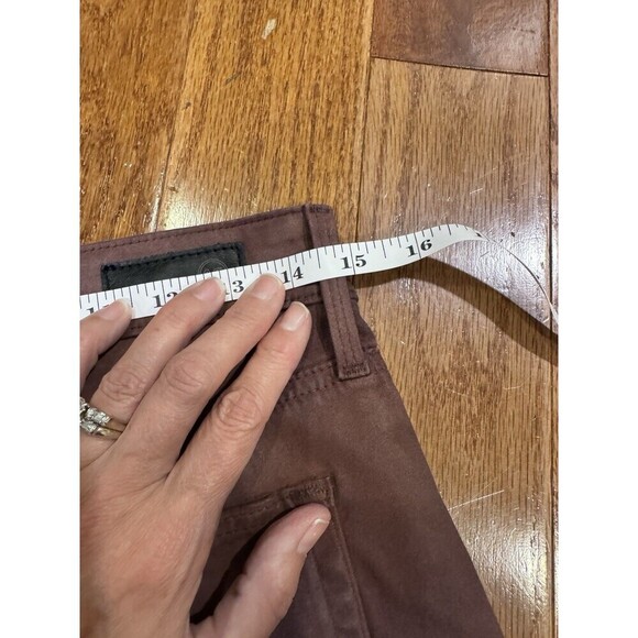 AG Farrah Skinny Ankle Jean 29R High Rise Coated Leatherette Burgundy Western - Picture 8 of 9